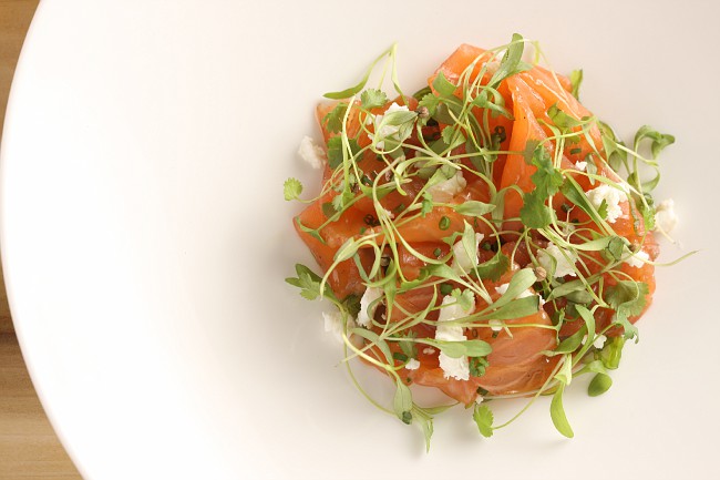 Tea cured salmon, goat cheese, tamarind, seaweed | NYC Hotspot Find: Pearl & Ash | meltingbutter.com